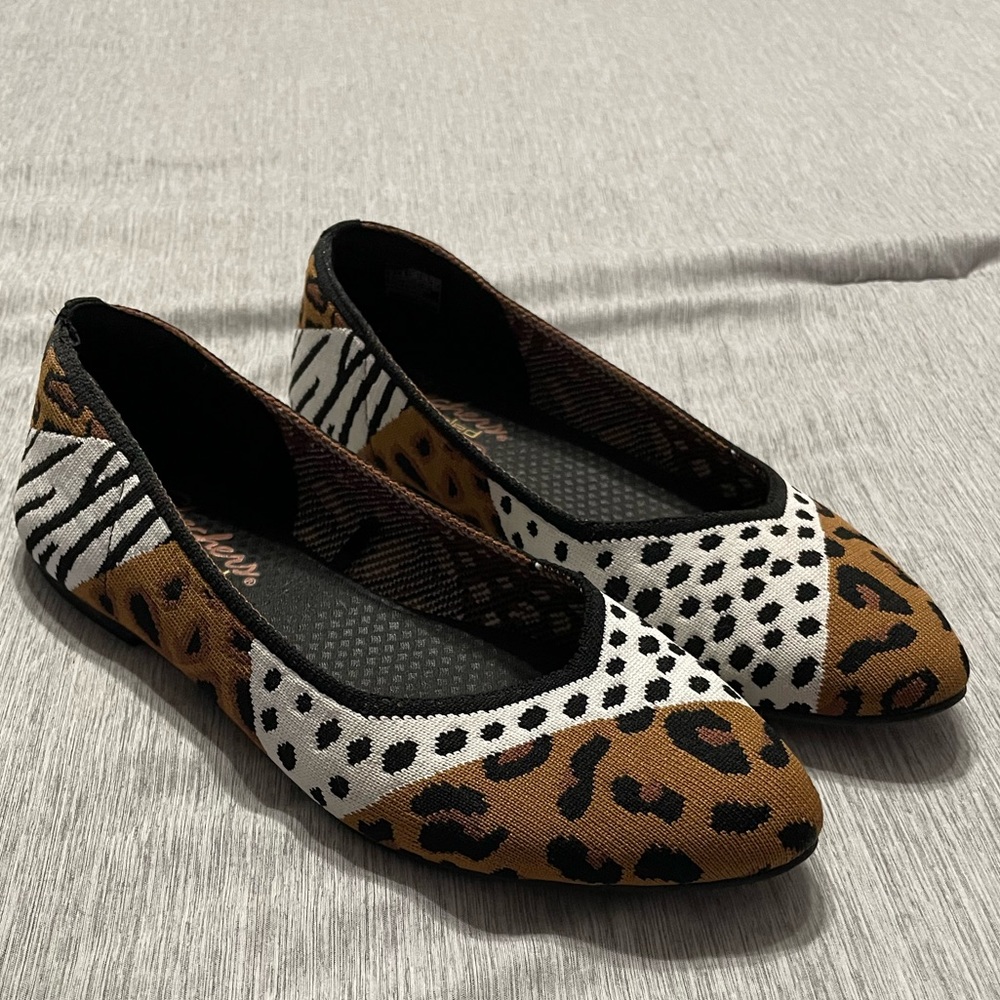 Knit Memory Foam Animal Print Flats